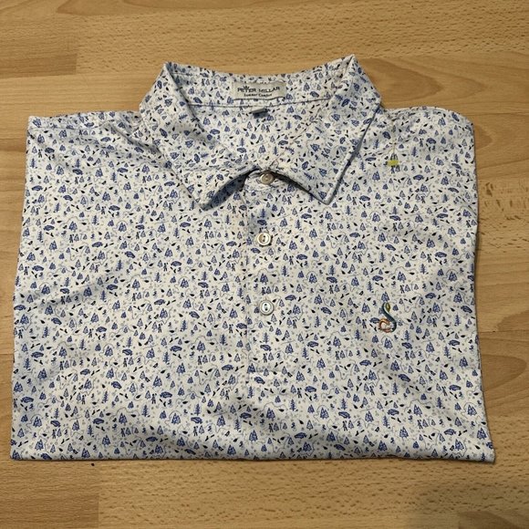 Peter Millar Summer Comfort Polo Shirt Mens XL MAPLE SKI Graphic Performance
